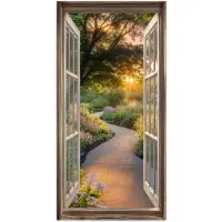 PosterMonkey Poster 20x40 cm - Doorkijk - Bloemen - Natuur - Zon - Pad - Posters - Kamer decoratie - Wanddecoratie woonkamer - Muurdecoratie slaapkamer