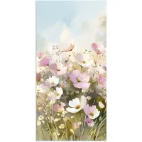 PosterMonkey Poster 75x150 cm - Bloemenveld - Lichte tinten - Geschilderd - Posters - Kamer decoratie - Wanddecoratie woonkamer - Muurdecoratie slaapkamer