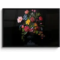 PosterMonkey Poster in lijst - Fotolijst 120x80 cm - Posters - Bloemen - Vrolijk - Vaas - Posterlijst zwart - Decoratie - Wanddecoratie woonkamer - Muurdecoratie slaapkamer
