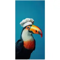 PosterMonkey Poster 20x40 cm - Toekan - Papegaai - Vogel - Koksmuts - Posters - Wanddecoratie keuken - Muurdecoratie woonkamer - Decoratieve accessoires - Kamer muur decoratie