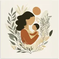 PosterMonkey Poster 30x30 cm - Illustratie - Moeder - Kind - Liefdevol - Posters - Kamer decoratie - Wanddecoratie woonkamer - Muurdecoratie slaapkamer