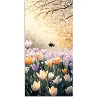 PosterMonkey Poster 40x80 cm - Viooltjes - bij - Zonlicht - Posters - Kamer decoratie - Wanddecoratie woonkamer - Muurdecoratie slaapkamer