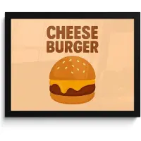 PosterMonkey Poster in lijst - Fotolijst 40x30 cm - Posters - Cheeseburger - Minimalistisch - Geel - Posterlijst zwart - Decoratie - Wanddecoratie woonkamer - Muurdecoratie slaapkamer