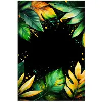 PosterMonkey Poster 60x90 cm - Bladeren - Groen - Geel - Verf - Jungle - Posters - Kamer decoratie - Wanddecoratie woonkamer - Muurdecoratie slaapkamer