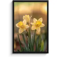 PosterMonkey Poster in lijst - Fotolijst 40x60 cm - Posters - Bloemen - Geel - Wazig - Posterlijst zwart - Decoratie - Wanddecoratie woonkamer - Muurdecoratie slaapkamer