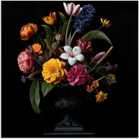 PosterMonkey Poster 30x30 cm - Lente - Bloemen - Klassiek - Vaas - Posters - Kamer decoratie - Wanddecoratie woonkamer - Muurdecoratie slaapkamer