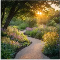 PosterMonkey Poster 50x50 cm - Pad - Bloemen - Park - Posters - Kamer decoratie - Wanddecoratie woonkamer - Muurdecoratie slaapkamer