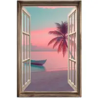 PosterMonkey Poster 20x30 cm - Doorkijk - Strand - Palmboom - Tropisch - Posters - Kamer decoratie - Wanddecoratie woonkamer - Muurdecoratie slaapkamer
