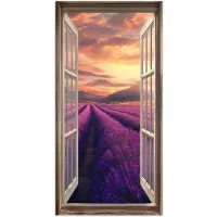 PosterMonkey Poster 75x150 cm - Doorkijk - Lavendel - Landschap - Bloemen - Paars - Posters - Kamer decoratie - Wanddecoratie woonkamer - Muurdecoratie slaapkamer