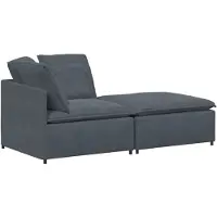 vidaXL Modulaire bank met voetenbank en kussens fluweel donkergrijs