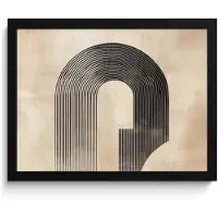 PosterMonkey Poster in lijst - Fotolijst 40x30 cm - Posters - Boog - Strepen - Minimalistisch - Zwart - Posterlijst zwart - Decoratie - Wanddecoratie woonkamer - Muurdecoratie slaapkamer