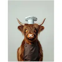 PosterMonkey Poster 120x160 cm - Schotse Hooglander - Bruin - Hoorns - Kokskleding - Posters - Kamer decoratie - Wanddecoratie woonkamer - Muurdecoratie slaapkamer XXL