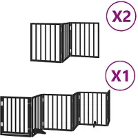 vidaXL Hondenhek inklapbaar 12 panelen 600 cm populierenhout zwart