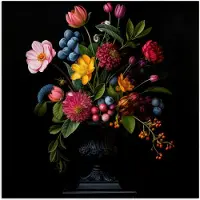 PosterMonkey Poster 50x50 cm - Bloemen - Vrolijk - Vaas - Posters - Kamer decoratie - Wanddecoratie woonkamer - Muurdecoratie slaapkamer