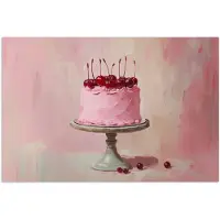 PosterMonkey Poster 30x20 cm - Taart - Pink - Cherry - Posters - Kamer decoratie - Wanddecoratie woonkamer - Muurdecoratie slaapkamer
