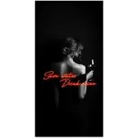 PosterMonkey Poster 80x160 cm - Wijn - Vrouw - Neon - Quote - Posters - Kamer decoratie - Wanddecoratie woonkamer - Muurdecoratie slaapkamer