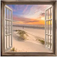 PosterMonkey Poster 75x75 cm - Doorkijk - Strand - Duinen - Natuur - Landschap - Posters - Kamer decoratie - Wanddecoratie woonkamer - Muurdecoratie slaapkamer