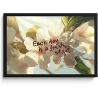 PosterMonkey Poster in lijst - Fotolijst 60x40 cm - Posters - Bloesems - Zonlicht - Quote - Wit - Posterlijst zwart - Decoratie - Wanddecoratie woonkamer - Muurdecoratie slaapkamer