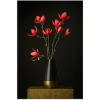 PosterMonkey Poster 60x90 cm - Rode - Bloemen - Vaas - Posters - Kamer decoratie - Wanddecoratie woonkamer - Muurdecoratie slaapkamer
