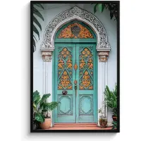PosterMonkey Poster in lijst - Fotolijst 80x120 cm - Posters - Deur - Patronen - Planten - Posterlijst zwart - Decoratie - Wanddecoratie woonkamer - Muurdecoratie slaapkamer