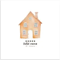 PosterMonkey Poster 30x30 cm - Oranje - Huisje - Quote - Hotel - Posters - Kamer decoratie - Wanddecoratie woonkamer - Muurdecoratie slaapkamer