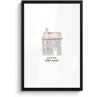 PosterMonkey Poster in lijst - Fotolijst 40x60 cm - Posters - Lichtblauw - Huisje - Mama - Tekst - Posterlijst zwart - Decoratie - Wanddecoratie woonkamer - Muurdecoratie slaapkamer