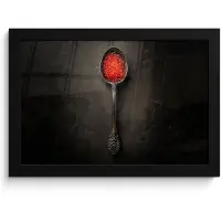 PosterMonkey Poster in lijst - Fotolijst 30x20 cm - Posters - Zwart - Lepel - Caviar - Posterlijst zwart - Decoratie - Wanddecoratie woonkamer - Muurdecoratie slaapkamer
