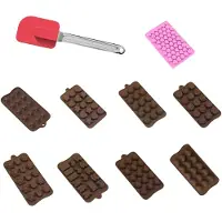 Intirilife 10-delige set Bakvormen en spatel - met diverse siliconen Bakvorm voor het bakken en maken van desserts en chocolade