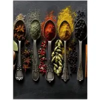 PosterMonkey Poster 30x40 cm - Lepels - Specerijen - Kaneel - Chili - Posters - Kamer decoratie - Wanddecoratie woonkamer - Muurdecoratie slaapkamer
