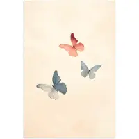 PosterMonkey Poster 60x90 cm - Vlinders - Minimalistisch - Roze - Posters - Kamer decoratie - Wanddecoratie woonkamer - Muurdecoratie slaapkamer