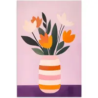 PosterMonkey Poster 80x120 cm - Tulpen - Vaas - Strepen - Paars - Posters - Kamer decoratie - Wanddecoratie woonkamer - Muurdecoratie slaapkamer