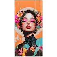 PosterMonkey Poster 80x160 cm - Portret - Vrouw - Abstract - Bloemen - Posters - Kamer decoratie - Wanddecoratie woonkamer - Muurdecoratie slaapkamer