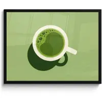 PosterMonkey Poster in lijst - Fotolijst 80x60 cm - Posters - Minimalistisch - Kopjes - Matcha -Groen - Posterlijst zwart - Decoratie - Wanddecoratie woonkamer - Muurdecoratie slaapkamer