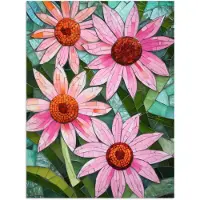 PosterMonkey Poster 30x40 cm - Bloemen - Roze - Glasmozaïek - Posters - Kamer decoratie - Wanddecoratie woonkamer - Muurdecoratie slaapkamer