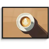PosterMonkey Poster in lijst - Fotolijst 120x80 cm - Posters - Cappuccino - Kop - Schotel - Minimalitisch - Posterlijst zwart - Decoratie - Wanddecoratie woonkamer - Muurdecoratie slaapkamer