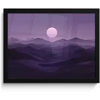PosterMonkey Poster in lijst - Fotolijst 40x30 cm - Posters - Heuvels - Paars - Mist - Zon - Posterlijst zwart - Decoratie - Wanddecoratie woonkamer - Muurdecoratie slaapkamer