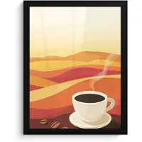 PosterMonkey Poster in lijst - Fotolijst 30x40 cm - Posters - Koffie - Landschap - Oranje - Koffiebonen - Posterlijst zwart - Decoratie - Wanddecoratie woonkamer - Muurdecoratie slaapkamer