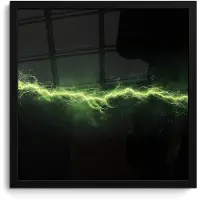 PosterMonkey Poster in lijst - Fotolijst 40x40 cm - Posters - Gaming - Elektriciteit - Lijn - Vonken - Groen - Posterlijst zwart - Decoratie - Wanddecoratie woonkamer - Muurdecoratie slaapkamer