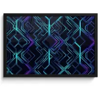 PosterMonkey Poster in lijst - Fotolijst 60x40 cm - Posters - Gaming - Ruitvormen - Abstract - Neon - Paars - Posterlijst zwart - Decoratie - Wanddecoratie woonkamer - Muurdecoratie slaapkamer