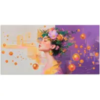 PosterMonkey Poster 40x20 cm - Abstract - Vrouw - Bloemenkroon - Goud - Posters - Kamer decoratie - Wanddecoratie woonkamer - Muurdecoratie slaapkamer