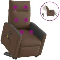 vidaXL Sta-op-massagestoel elektrisch verstelbaar stof bruin