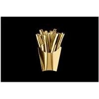 PosterMonkey Poster 120x80 cm - Friet - Goud - Chrome - Eten - Posters - Wanddecoratie keuken - Muurdecoratie woonkamer - Decoratieve accessoires - Kamer muur decoratie