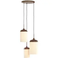 Light & Living Hanglamp 3L Ø35x32 cm DANIA hout print d bruin+touw crème