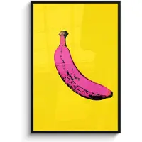 PosterMonkey Poster in lijst - Fotolijst 80x120 cm - Posters - Banaan - Grafisch - Geel - Posterlijst zwart - Decoratie - Wanddecoratie woonkamer - Muurdecoratie slaapkamer