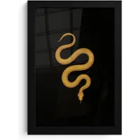 PosterMonkey Poster in lijst - Fotolijst 20x30 cm - Posters - Slang - Minimalistisch - Goud - Posterlijst zwart - Decoratie - Wanddecoratie woonkamer - Muurdecoratie slaapkamer