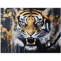 PosterMonkey Poster 160x120 cm - Tijger - Verfspatten - Goud - Posters - Kamer decoratie - Wanddecoratie woonkamer - Muurdecoratie slaapkamer XXL