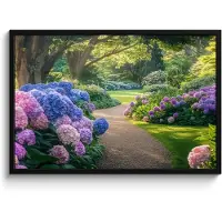 PosterMonkey Poster in lijst - Fotolijst 90x60 cm - Posters - Hortensia- Park - Pad - Posterlijst zwart - Decoratie - Wanddecoratie woonkamer - Muurdecoratie slaapkamer