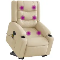 vidaXL Sta-op-massagestoel elektrisch verstelbaar stof crèmekleurig
