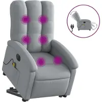 vidaXL Sta-op-massagestoel elektrisch verstelbaar stof lichtgrijs