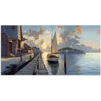 PosterMonkey Poster 160x80 cm - Zeilboot - Zon - Pier - Hout - Posters - Kamer decoratie - Wanddecoratie woonkamer - Muurdecoratie slaapkamer